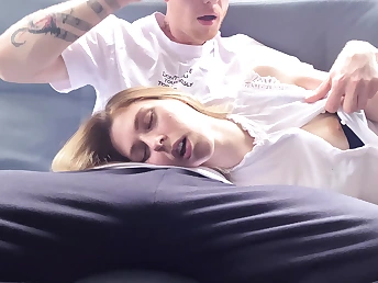 Step-mom's facehole packed with cum by naughty stepson