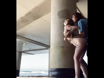 Venusxpriestess gets her big tits and tight pussy pounded on the beach