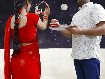 Your Priya's First-ever Karva Chauth: Observe Her Get Down & Sloppy with a Rock-hard Dick Under the Sky