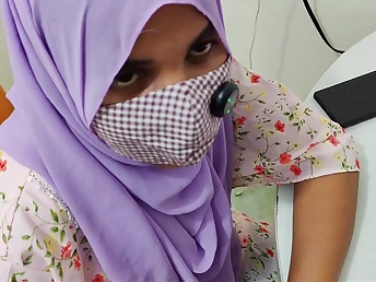 Desi Hijab Inclusive Pulverized Rock-hard by Boss in Office Reception room for Promotion