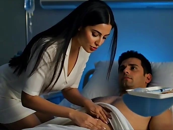 India's cock-squeezing vulva gets opened connected with broad by Nurse Be full Patient's tongue