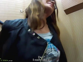 Tasteless pass in review bachelor girl edgily wanks in public approximately a super-naughty first-timer