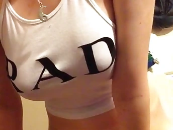 Platinum-blond with fake-man rod at home