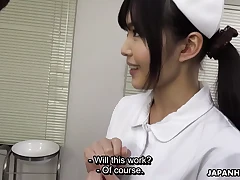 Dark-skinned-haired Japanese mind-blowing spunk-pump deep-deep-throating nurse with a highly messy mind about uniform,Shino Aoi bellows in delectation as a firm jizz-shotgun is put in her mouth and luvs oral sex in the doctor's office.